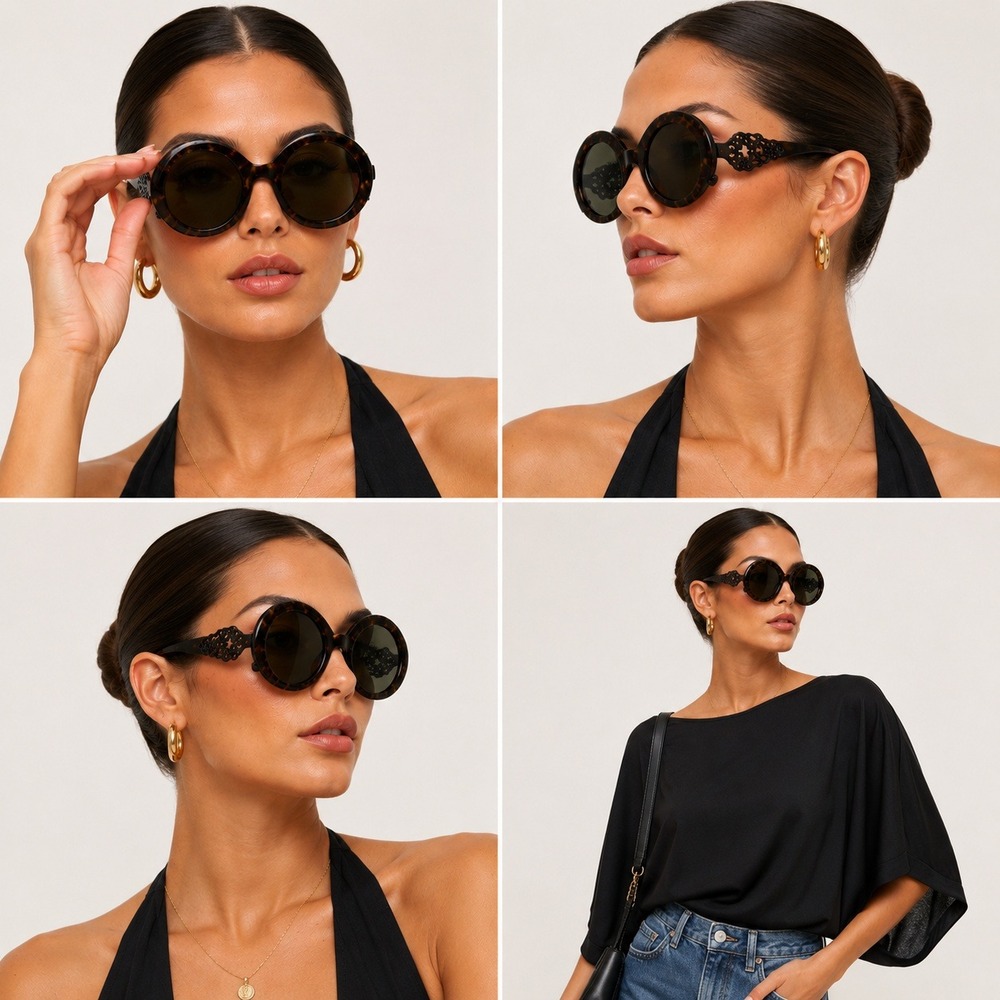 Dolce & Gabbana DG4190 Dark Havana Tortoise oversized Round Sunglasses womens